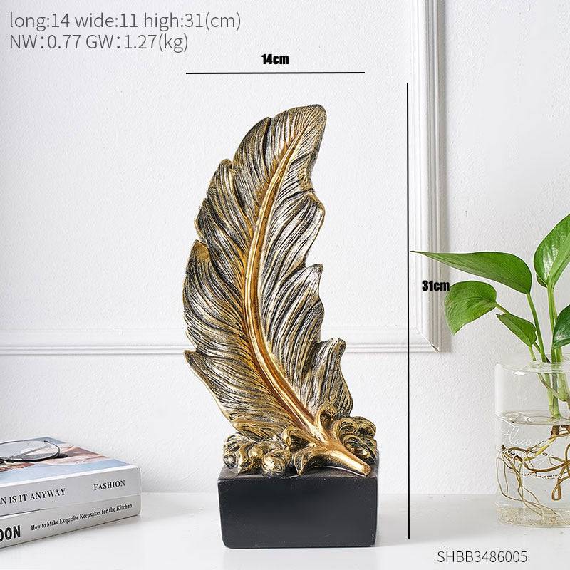 Creative Modern Golden Leaf Ornament Home Living Room Decoration Metal Figurines Flowers Ornaments Miniature Metal Figurines - TheWellBeing4All