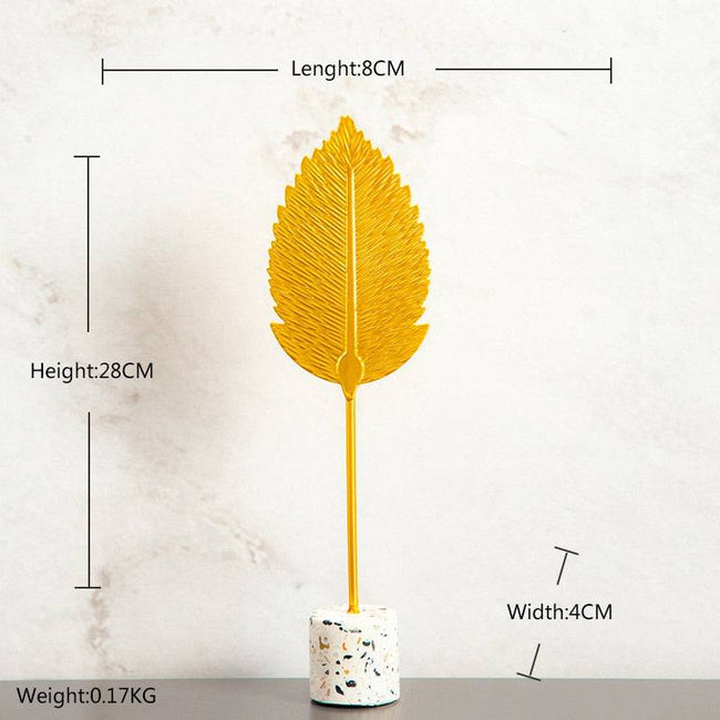 Creative Modern Golden Leaf Ornament Home Living Room Decoration Metal Figurines Flowers Ornaments Miniature Metal Figurines - TheWellBeing4All