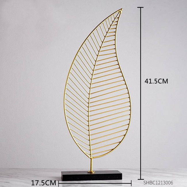 Creative Modern Golden Leaf Ornament Home Living Room Decoration Metal Figurines Flowers Ornaments Miniature Metal Figurines - TheWellBeing4All