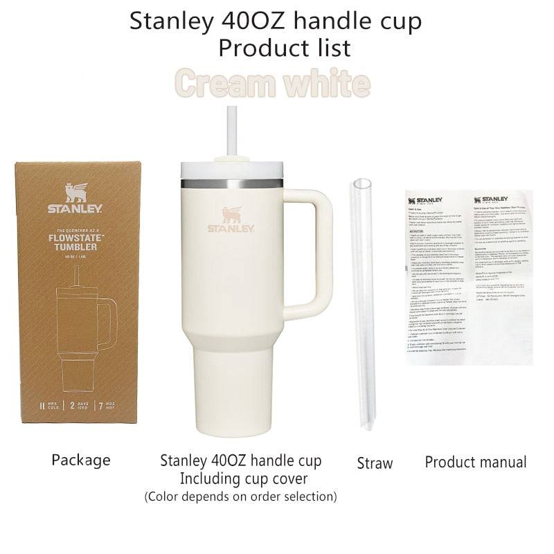 Stanley 40oz Quencher Tumbler With Handle With Straw Lids Stainless Steel Coffee Thermos Cup Car Mugs vacuum cup - TheWellBeing4All