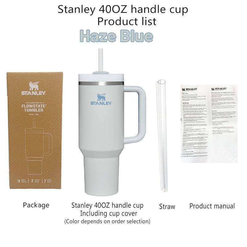 Stanley 40oz Quencher Tumbler With Handle With Straw Lids Stainless Steel Coffee Thermos Cup Car Mugs vacuum cup - TheWellBeing4All