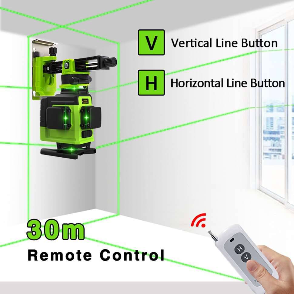 4D 16 lines Professional German Core Floor Ceiling Remote Control Green Line Laser Level - TheWellBeing4All