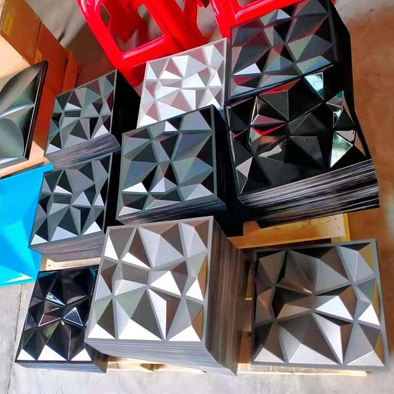 3D Wall Panel Cutting Geometric Diamond Carved Wood tile Adhesives Bottom Non self-adhesive - TheWellBeing4All