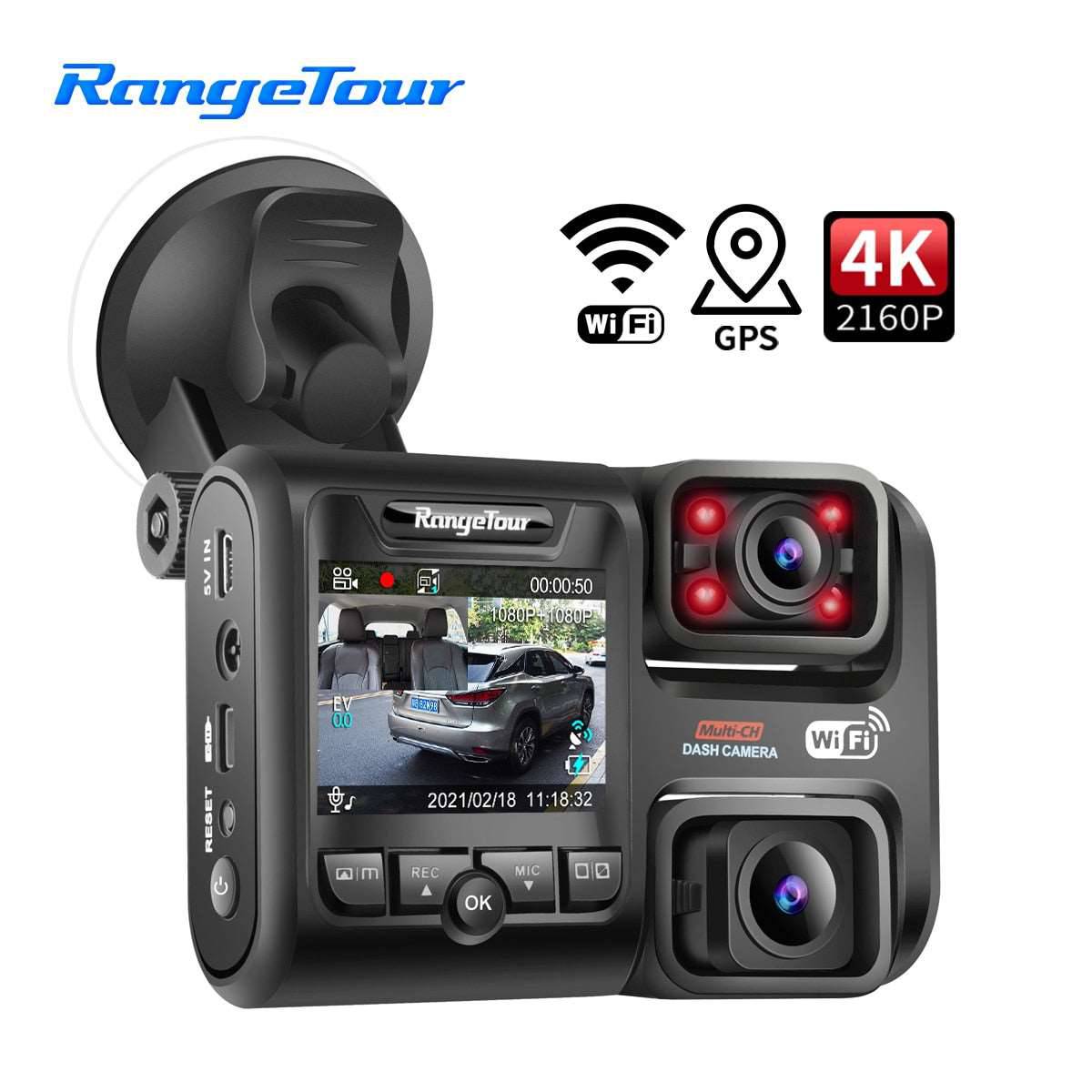 4K Car DVR D30H Dash Camera Support  WiFi GPS Front and Cabin Both 4 IR G-Sensor Night Video - TheWellBeing4All