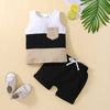 Infant Baby Boys Short Sets Patchwork Sleeveless Vest Tops with Pocket + Shorts 2pcs Summer Outfits for Toddler 6-36M - TheWellBeing4All