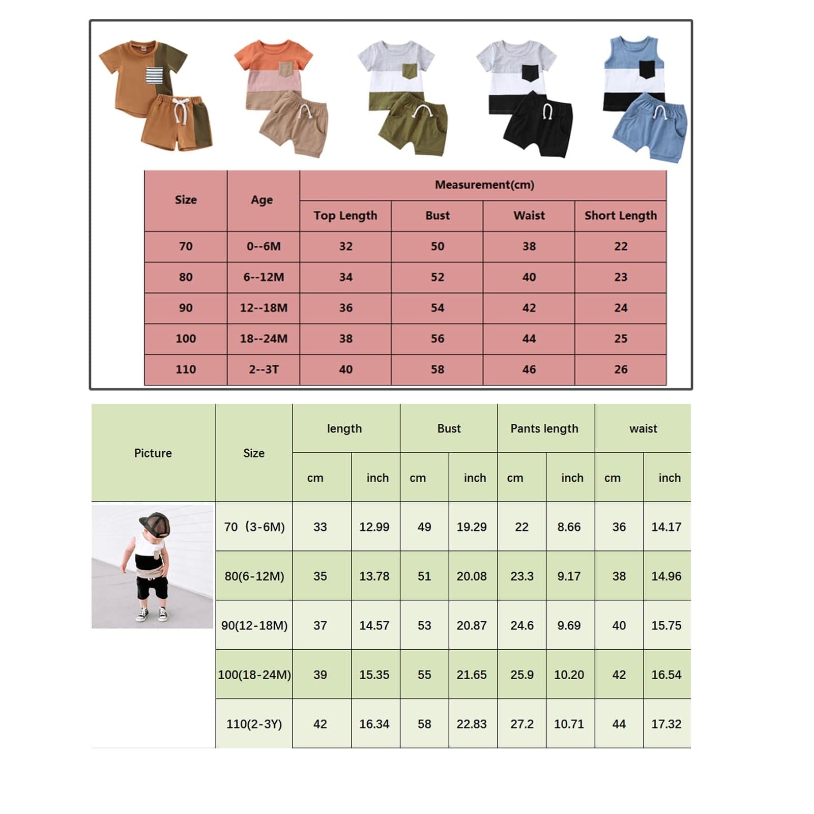 Infant Baby Boys Short Sets Patchwork Sleeveless Vest Tops with Pocket + Shorts 2pcs Summer Outfits for Toddler 6-36M - TheWellBeing4All