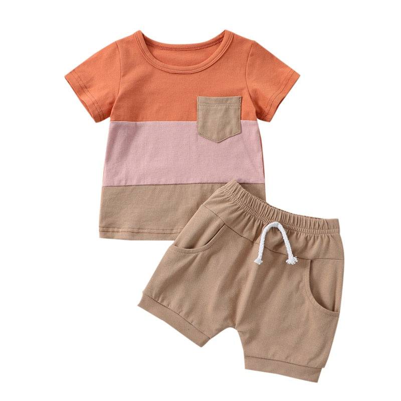 Infant Baby Boys Short Sets Patchwork Sleeveless Vest Tops with Pocket + Shorts 2pcs Summer Outfits for Toddler 6-36M - TheWellBeing4All