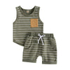 Infant Baby Boys Short Sets Patchwork Sleeveless Vest Tops with Pocket + Shorts 2pcs Summer Outfits for Toddler 6-36M - TheWellBeing4All