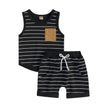 Infant Baby Boys Short Sets Patchwork Sleeveless Vest Tops with Pocket + Shorts 2pcs Summer Outfits for Toddler 6-36M - TheWellBeing4All