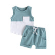 Infant Baby Boys Short Sets Patchwork Sleeveless Vest Tops with Pocket + Shorts 2pcs Summer Outfits for Toddler 6-36M - TheWellBeing4All