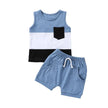 Infant Baby Boys Short Sets Patchwork Sleeveless Vest Tops with Pocket + Shorts 2pcs Summer Outfits for Toddler 6-36M - TheWellBeing4All