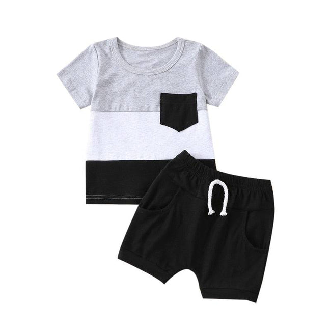 Infant Baby Boys Short Sets Patchwork Sleeveless Vest Tops with Pocket + Shorts 2pcs Summer Outfits for Toddler 6-36M - TheWellBeing4All