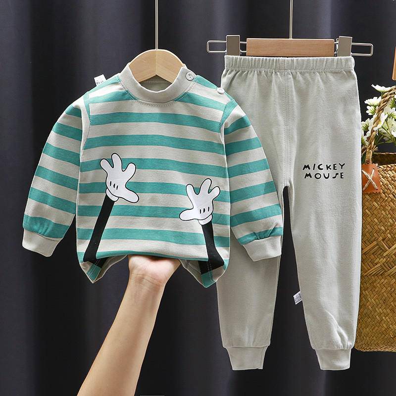 Fall Winter Pure Cotton Baby Underwear Set Printed Cartoon Children 2 Piece Set Fashion Autumn Clothes Kids Long Sleeve Suit - TheWellBeing4All