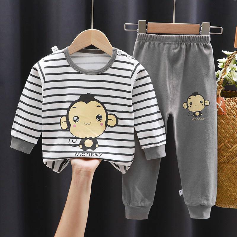 Fall Winter Pure Cotton Baby Underwear Set Printed Cartoon Children 2 Piece Set Fashion Autumn Clothes Kids Long Sleeve Suit - TheWellBeing4All