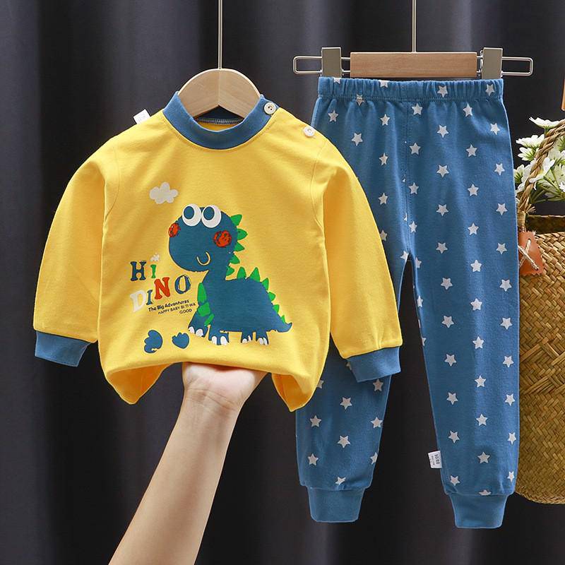 Fall Winter Pure Cotton Baby Underwear Set Printed Cartoon Children 2 Piece Set Fashion Autumn Clothes Kids Long Sleeve Suit - TheWellBeing4All