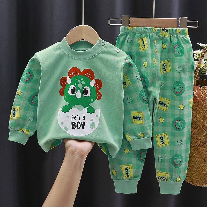 Fall Winter Pure Cotton Baby Underwear Set Printed Cartoon Children 2 Piece Set Fashion Autumn Clothes Kids Long Sleeve Suit - TheWellBeing4All