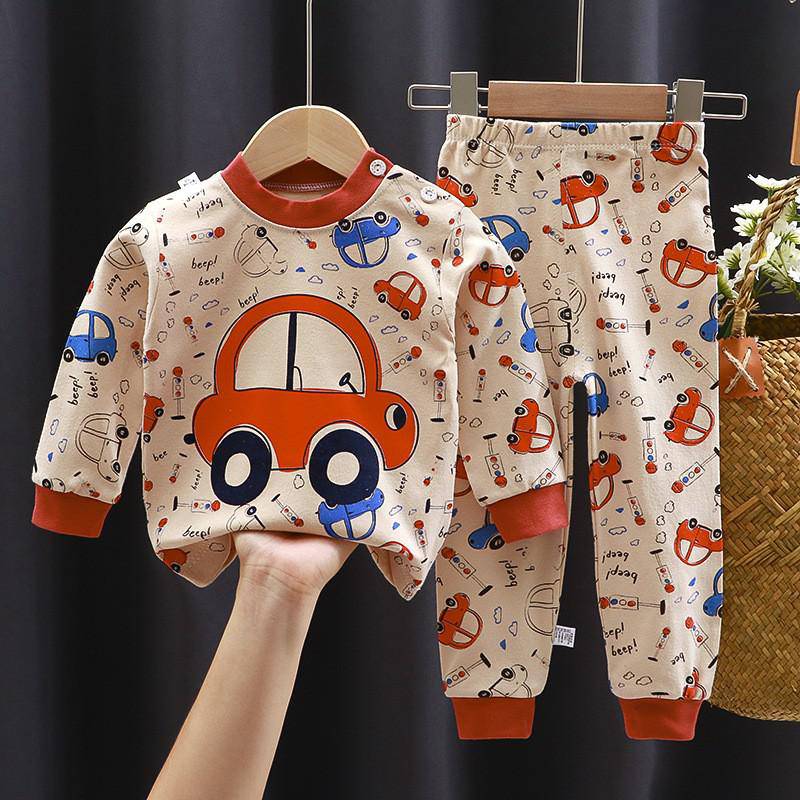 Fall Winter Pure Cotton Baby Underwear Set Printed Cartoon Children 2 Piece Set Fashion Autumn Clothes Kids Long Sleeve Suit - TheWellBeing4All