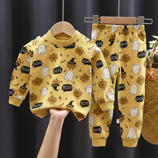 Fall Winter Pure Cotton Baby Underwear Set Printed Cartoon Children 2 Piece Set Fashion Autumn Clothes Kids Long Sleeve Suit - TheWellBeing4All