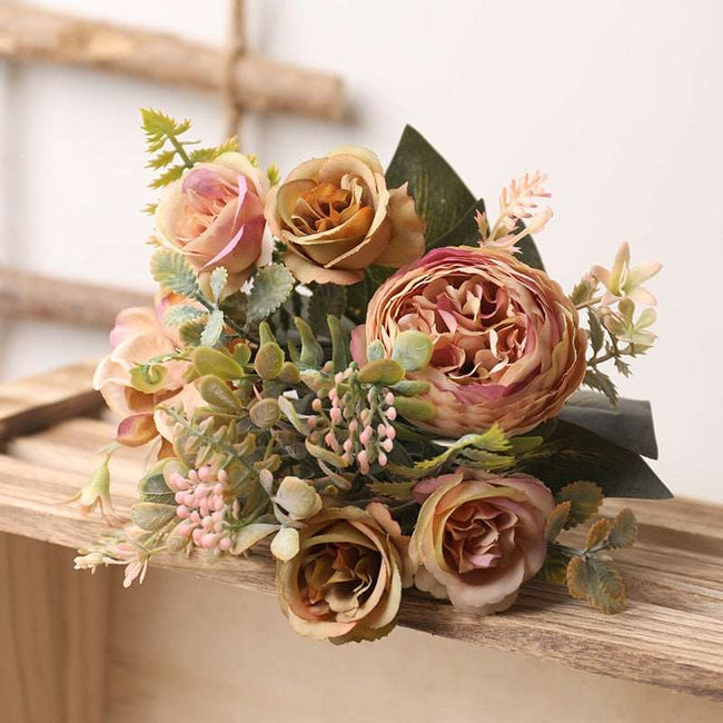 Artificial Roses Flowers High Quality Big Bouquet Luxury Fake Flower Arrangement Bulk - TheWellBeing4All