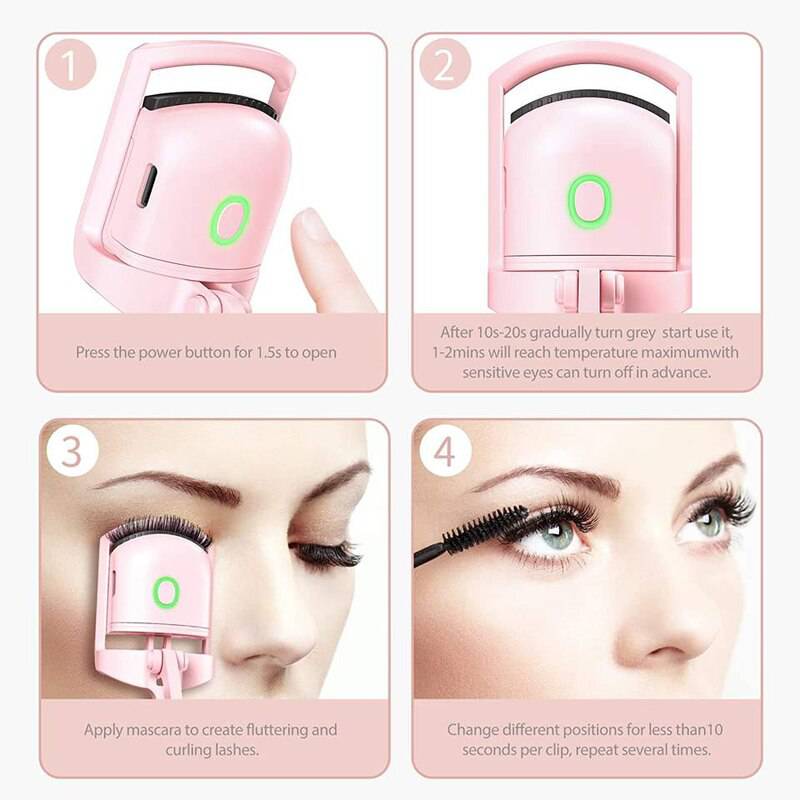 Pink Electric Eyelash Curler Charging Model Fast Heating Portable Shaping and Lasting Curling Eyelash Clip - TheWellBeing4All