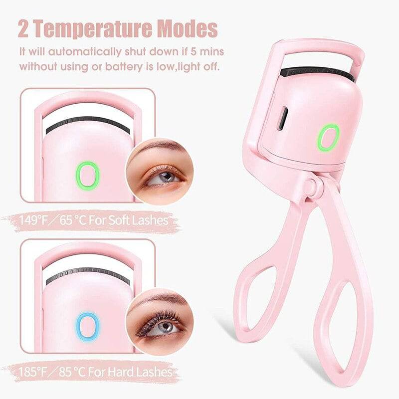 Pink Electric Eyelash Curler Charging Model Fast Heating Portable Shaping and Lasting Curling Eyelash Clip - TheWellBeing4All