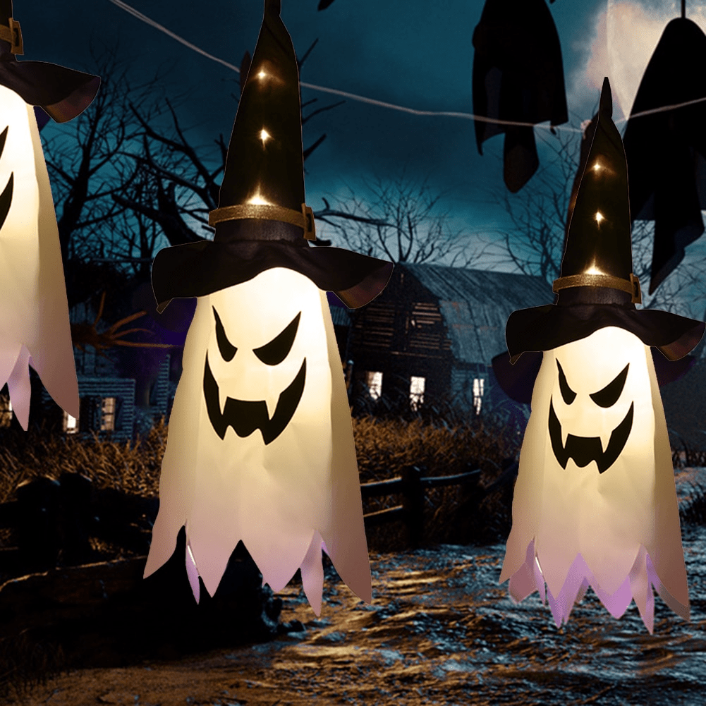 Enchanting LED Halloween Decoration: Glowing Ghost Hat Lamp for Festive Ambiance - TheWellBeing4All