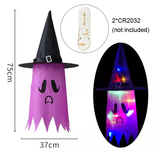 Enchanting LED Halloween Decoration: Glowing Ghost Hat Lamp for Festive Ambiance - TheWellBeing4All