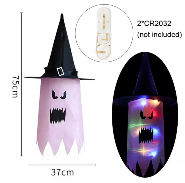 Enchanting LED Halloween Decoration: Glowing Ghost Hat Lamp for Festive Ambiance - TheWellBeing4All