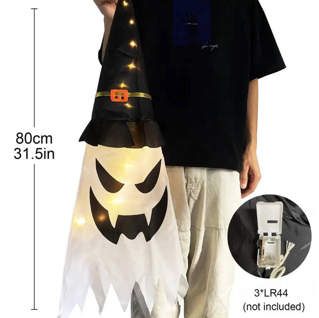 Enchanting LED Halloween Decoration: Glowing Ghost Hat Lamp for Festive Ambiance - TheWellBeing4All