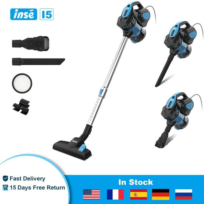 Vacuum Cleaner Corded INSE I5 18Kpa Powerful Suction 600W Motor Stick Handheld - TheWellBeing4All