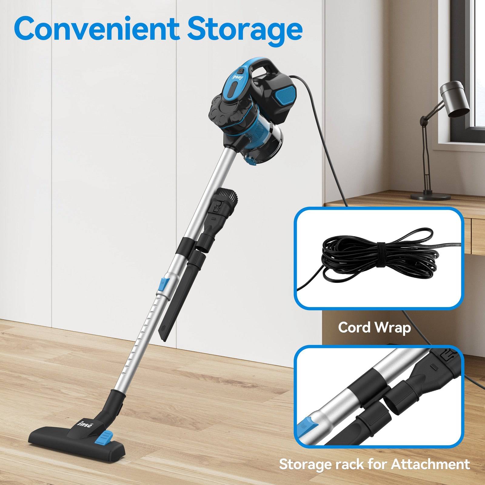 Vacuum Cleaner Corded INSE I5 18Kpa Powerful Suction 600W Motor Stick Handheld - TheWellBeing4All