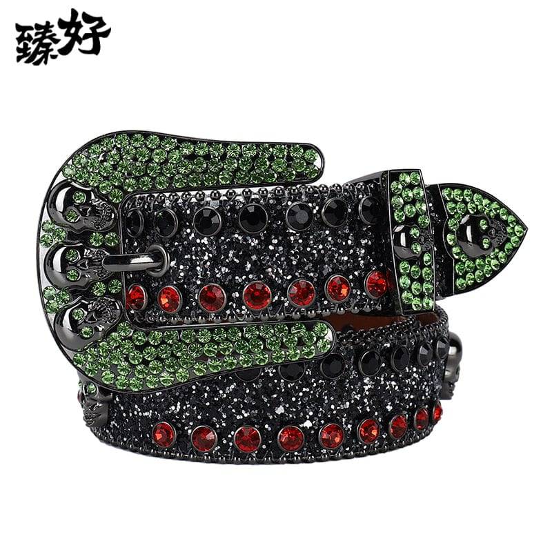 Western Rhinestone Belt Skull Belt Crystal Studded Luxury Pin Buckle Belt Cinto De Strass Jeans - TheWellBeing4All