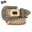 Western Rhinestone Belt Skull Belt Crystal Studded Luxury Pin Buckle Belt Cinto De Strass Jeans - TheWellBeing4All