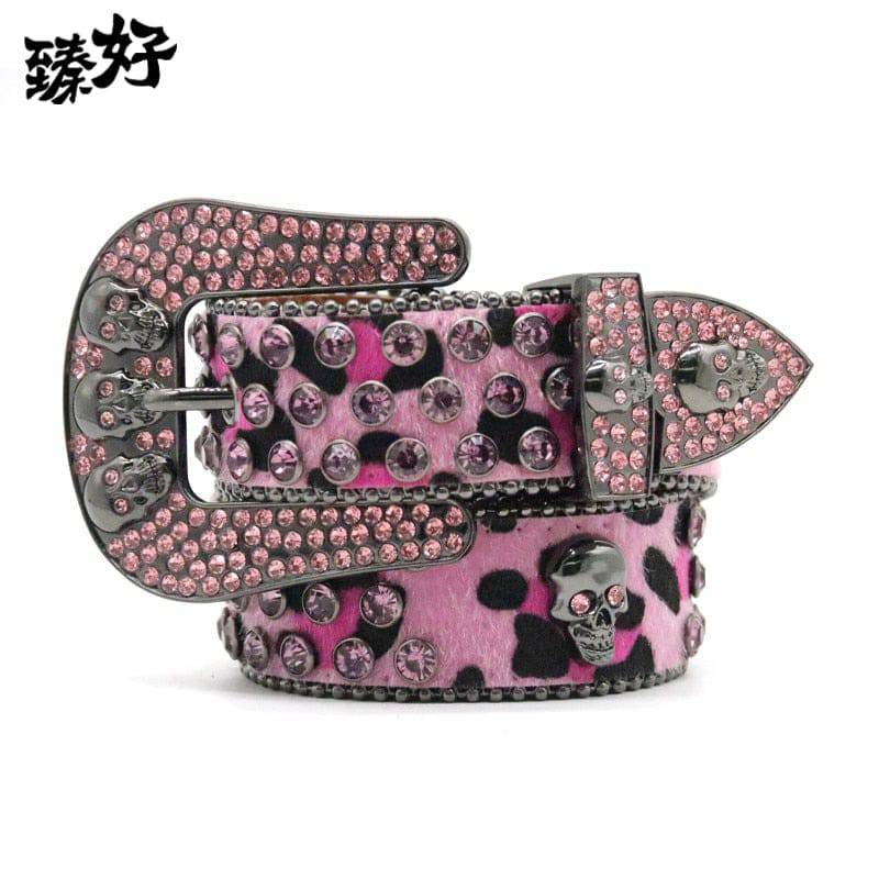 Western Rhinestone Belt Skull Belt Crystal Studded Luxury Pin Buckle Belt Cinto De Strass Jeans - TheWellBeing4All