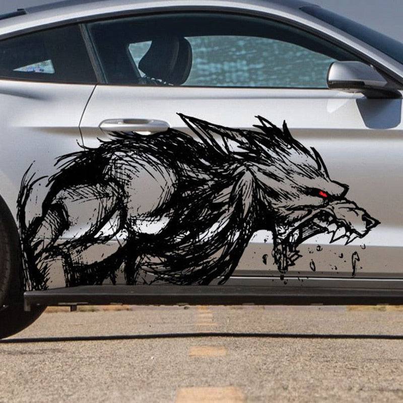 Fits Mustang F-150 Ranger Coyote Wolf Tattoo Grunge Design Tribal Door Bed Side Pickup Car Vinyl Graphic Decal Sticker leopard - TheWellBeing4All