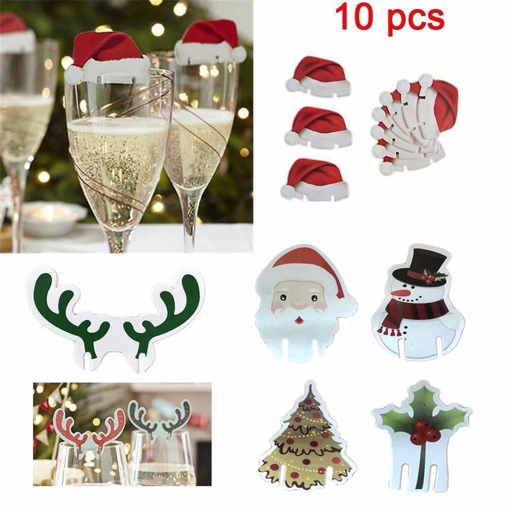 Christmas Decorations Wine Glass Hats Card Champagne Red Wine Christmas Hat  Card Decoration Party Holiday Decorations - TheWellBeing4All