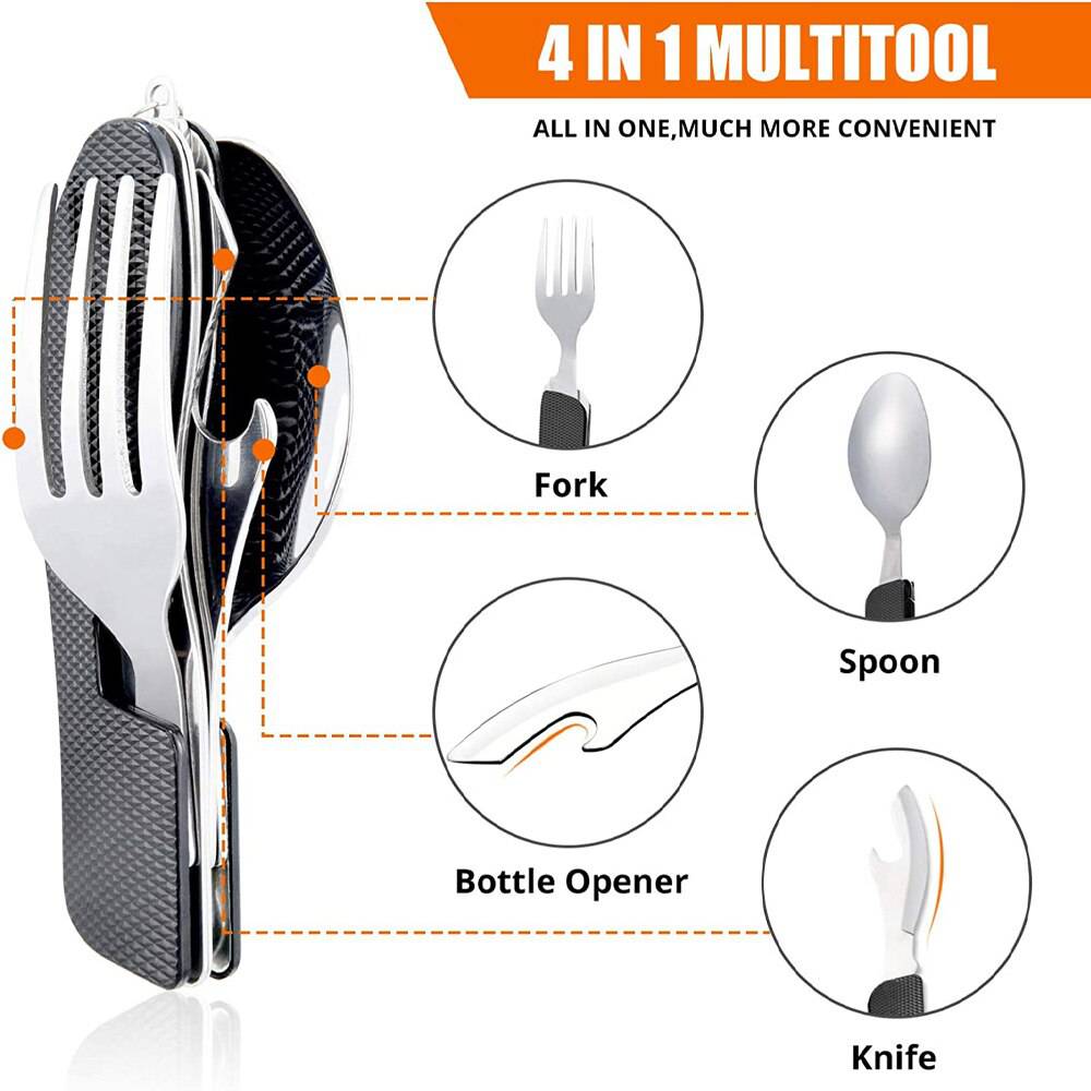 Foldable Tableware Knife Spoon Fork Camping Knife Fork Spoon Combination Tableware Outdoor Portable Multifunctional - TheWellBeing4All