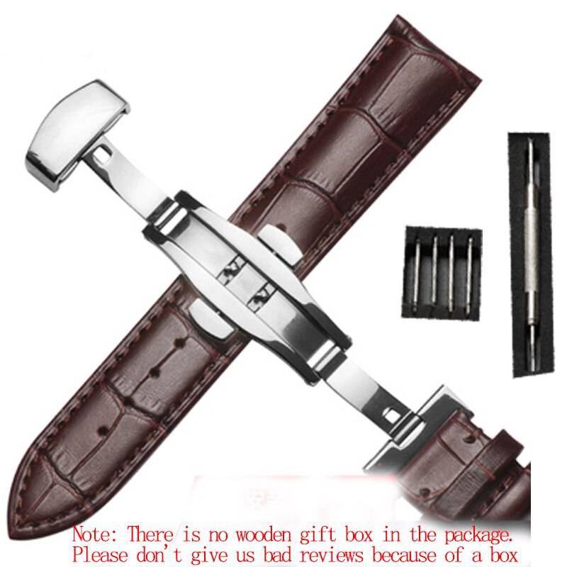 Strap Bamboo Pattern Strap Genuine Leather Watchband with Double Press Butterfly Buckle Watches - TheWellBeing4All