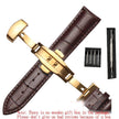 Strap Bamboo Pattern Strap Genuine Leather Watchband with Double Press Butterfly Buckle Watches - TheWellBeing4All