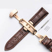 Strap Bamboo Pattern Strap Genuine Leather Watchband with Double Press Butterfly Buckle Watches - TheWellBeing4All