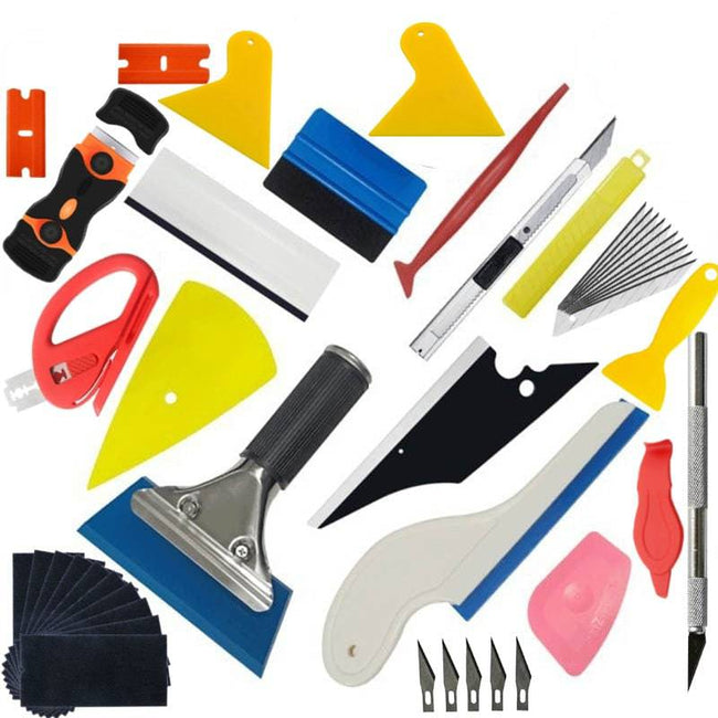 Tint Film Installation Tool Kit Rubber Scraper Magnetic Holder Wrapping Sticker Carving Knife with Spare Blades - TheWellBeing4All