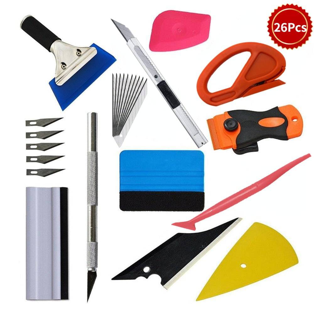 Tint Film Installation Tool Kit Rubber Scraper Magnetic Holder Wrapping Sticker Carving Knife with Spare Blades - TheWellBeing4All