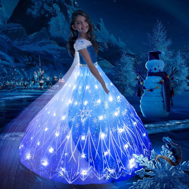 LED Light Up Elsa Princess Dress - Perfect for Cosplay and Parties