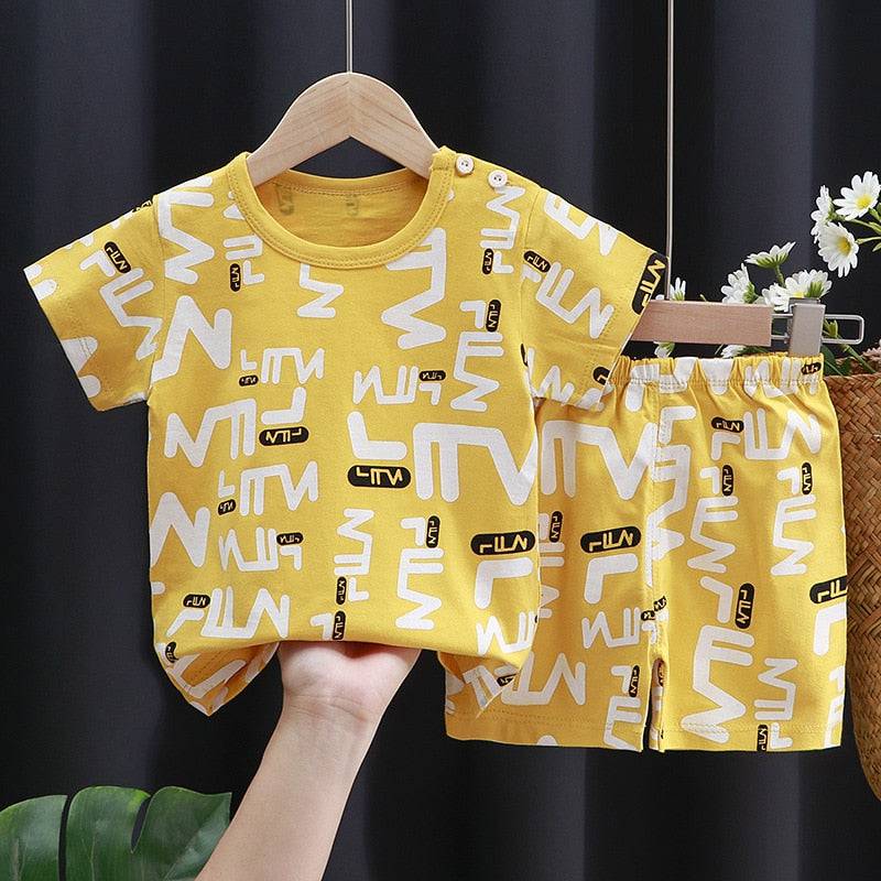 Kids Clothes Set Baby Boy/Girl T-Shirt + Shorts Summer Clothing Cotton Cartoon Casual Boys Tracksuit Children Baby Clothes Set - TheWellBeing4All