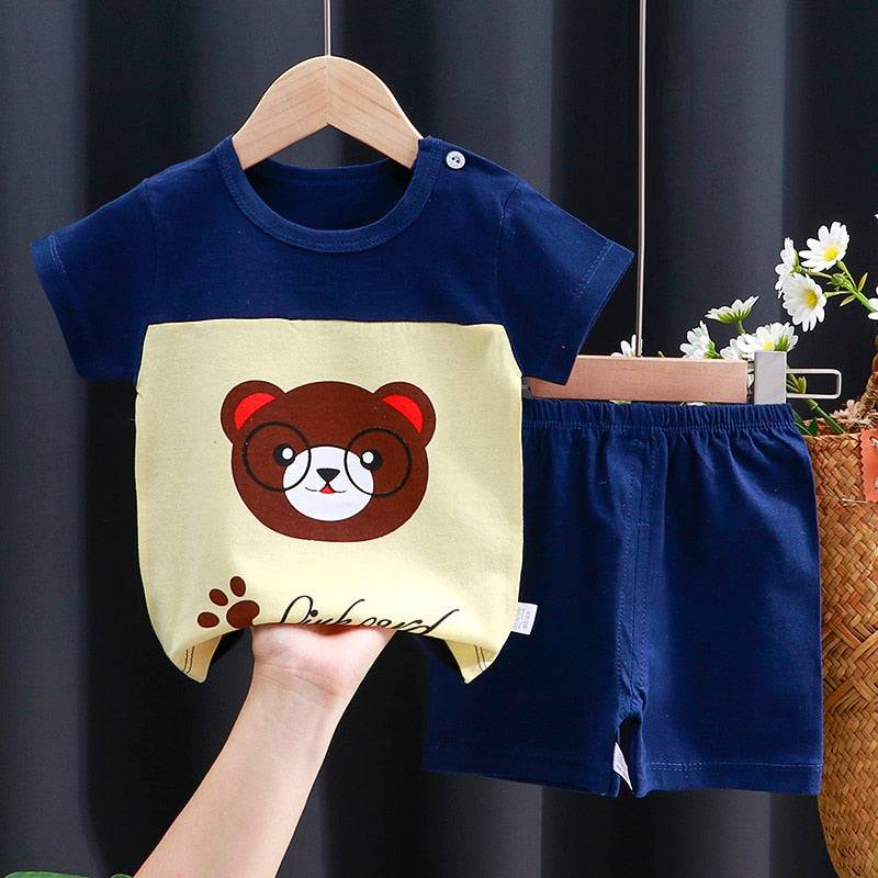 Kids Clothes Set Baby Boy/Girl T-Shirt + Shorts Summer Clothing Cotton Cartoon Casual Boys Tracksuit Children Baby Clothes Set - TheWellBeing4All