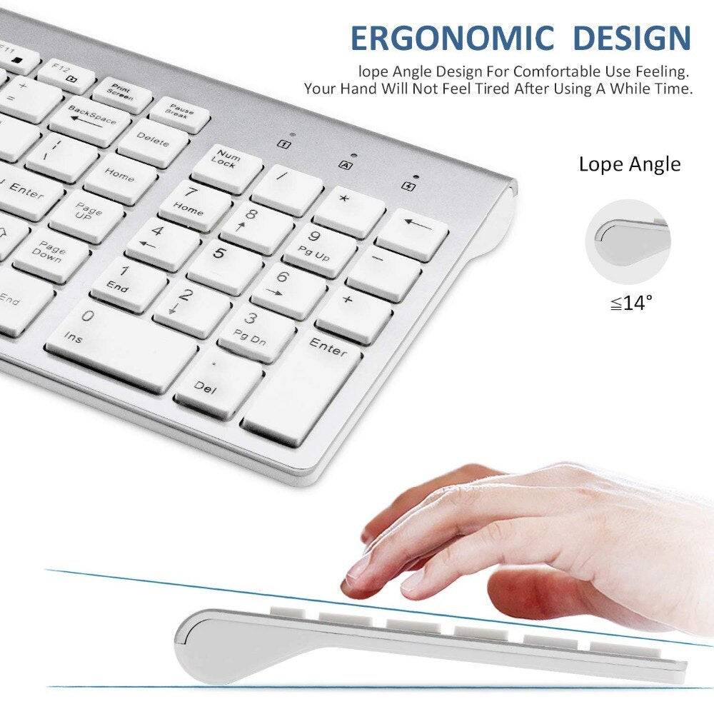 Ergonomic Ultra-Thin Low-Noise 2.4G Wireless Keyboard and Mouse Combo Wireless Mouse for Mac Pc Windows XP/7/10 Android Tv Box - TheWellBeing4All