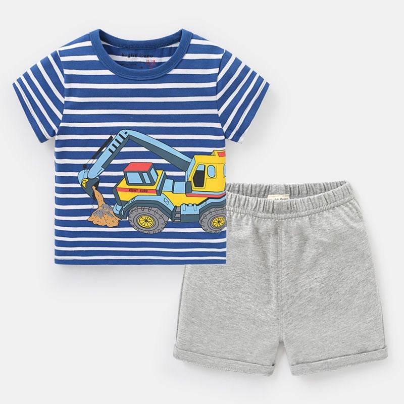 Cotton Infant Boys Clothes Summer Suit Baby Short Sleeve Shorts Sets Cute Cartoon Tshirt Toddler Kids Outfit 1 2 3 4 Years - TheWellBeing4All