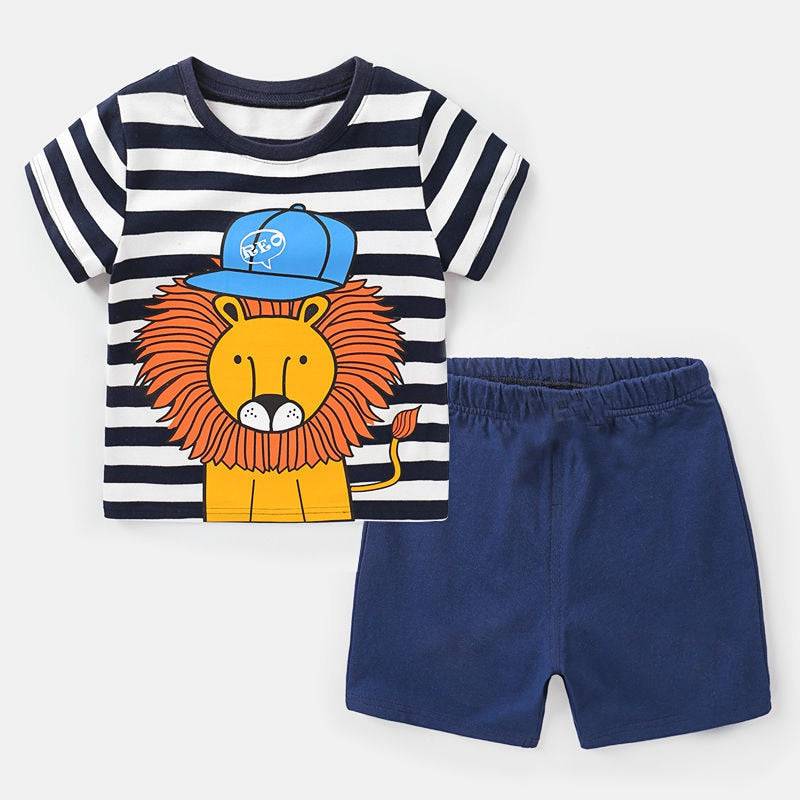 Cotton Infant Boys Clothes Summer Suit Baby Short Sleeve Shorts Sets Cute Cartoon Tshirt Toddler Kids Outfit 1 2 3 4 Years - TheWellBeing4All