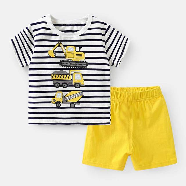 Cotton Infant Boys Clothes Summer Suit Baby Short Sleeve Shorts Sets Cute Cartoon Tshirt Toddler Kids Outfit 1 2 3 4 Years - TheWellBeing4All