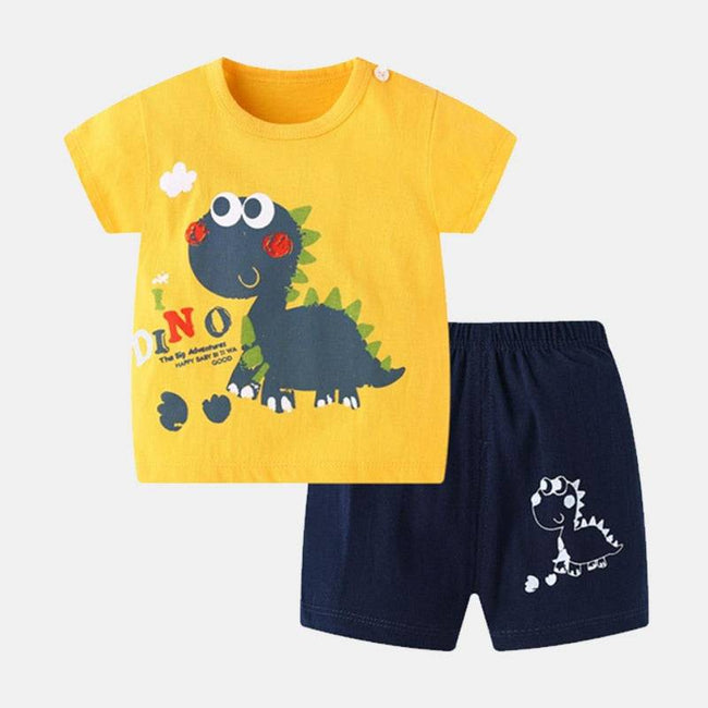 Cotton Infant Boys Clothes Summer Suit Baby Short Sleeve Shorts Sets Cute Cartoon Tshirt Toddler Kids Outfit 1 2 3 4 Years - TheWellBeing4All